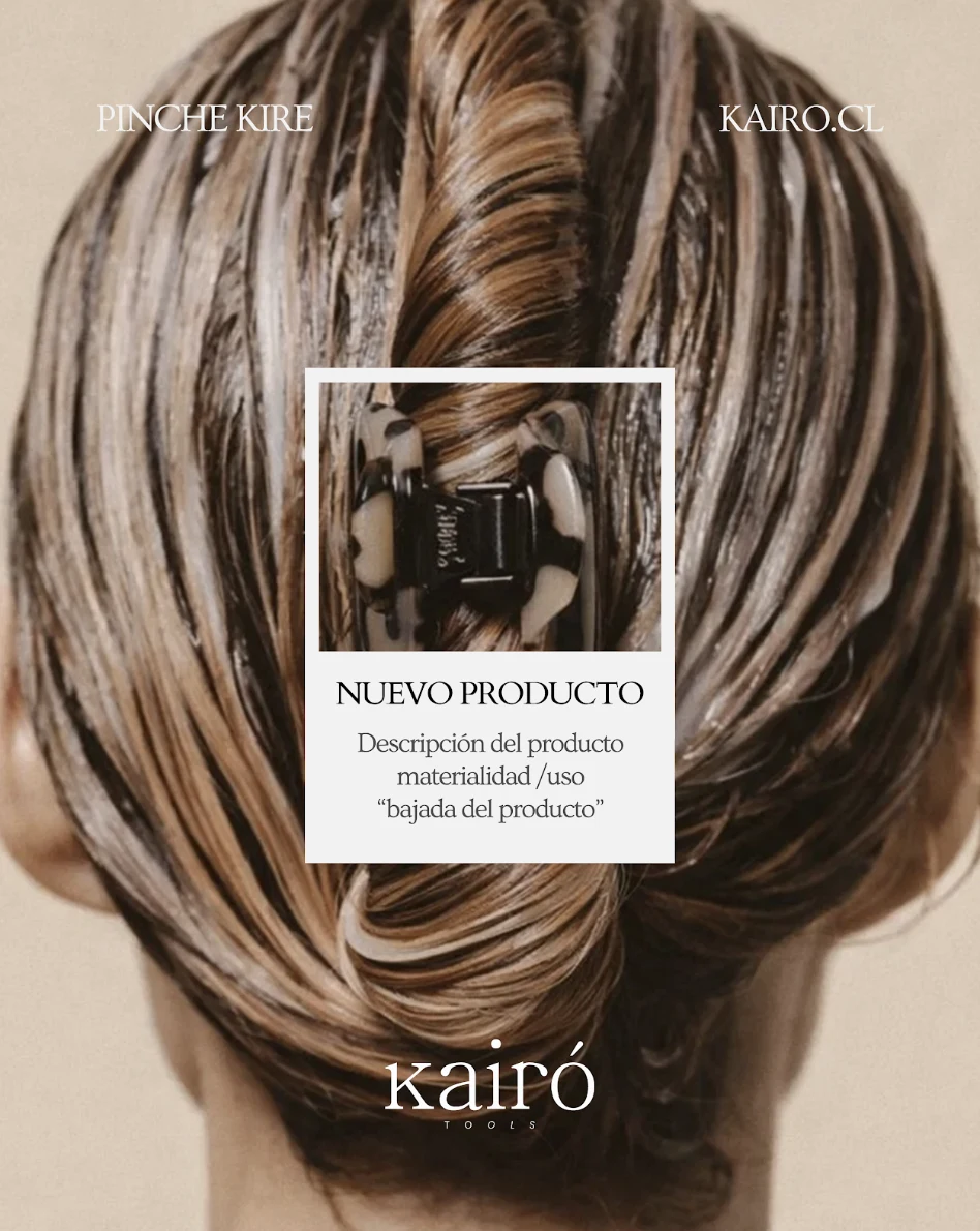 Publicación de producto nuevo con el pinche de Kairó sobre una fotografía de un peinado recogido