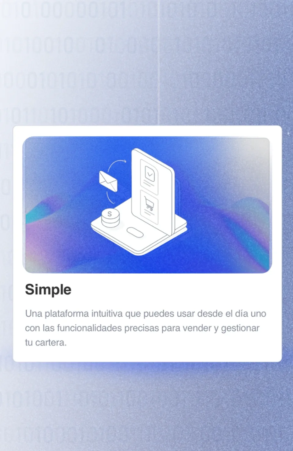 Ilustración isométrica del concepto Simple, una plataforma intuitiva para vender y gestionar la cartera